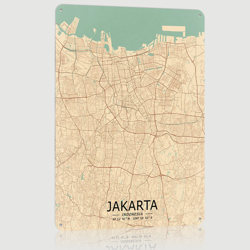 Home Decor Jakarta - Jakarta винтажная карта печатный постер на