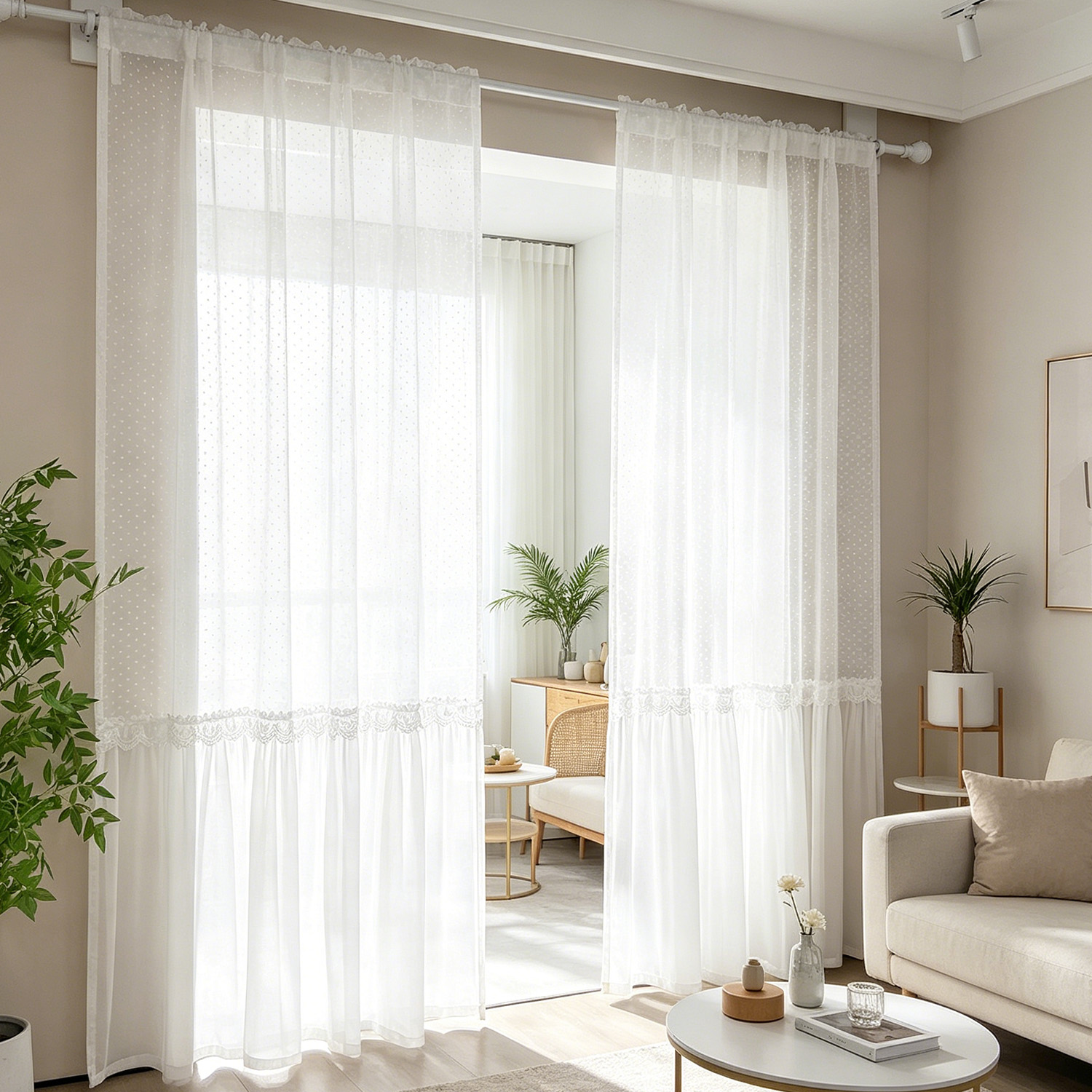 Home Decor Wall Panels - Французская романтическая полупрозрачная занавеска с узором