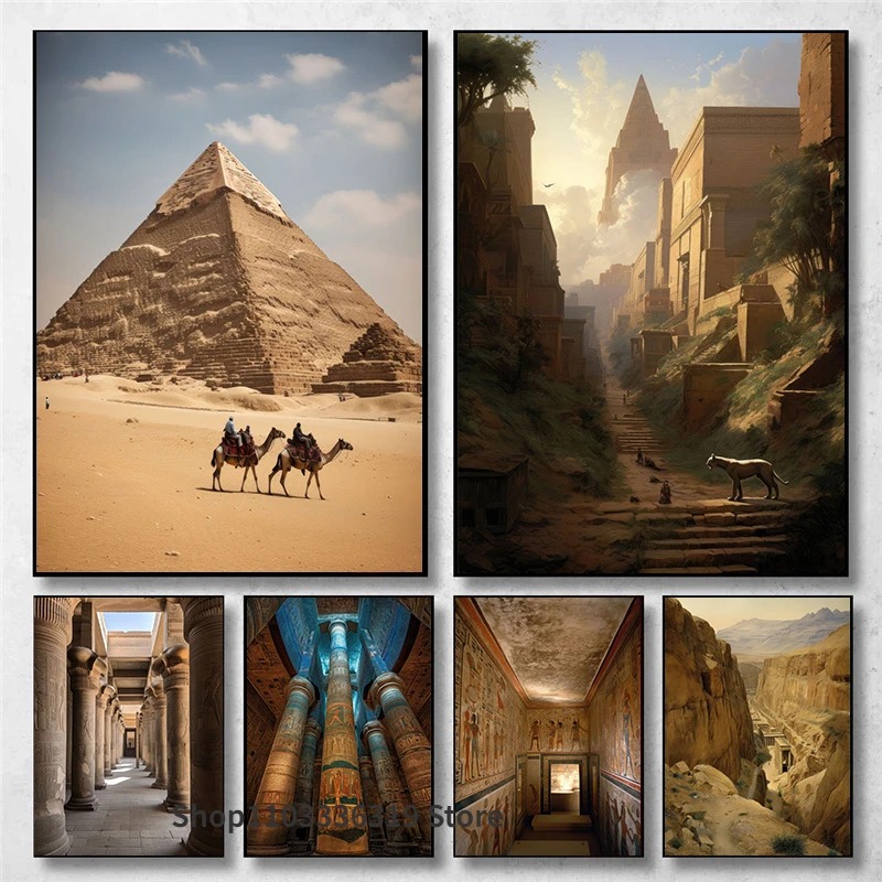 Home Decor Egypt - Старинный Египетский пейзаж, большая гипостильная зала,