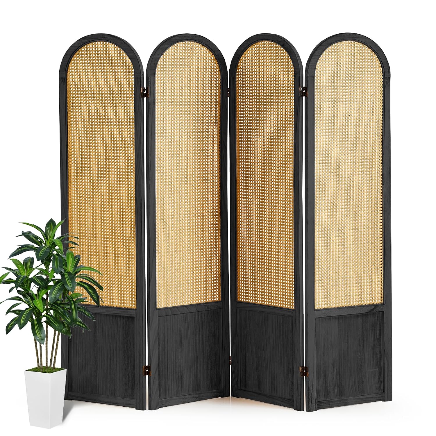 Room Divider Screen - Ротанговая складная перегородка из 4 панелей,
