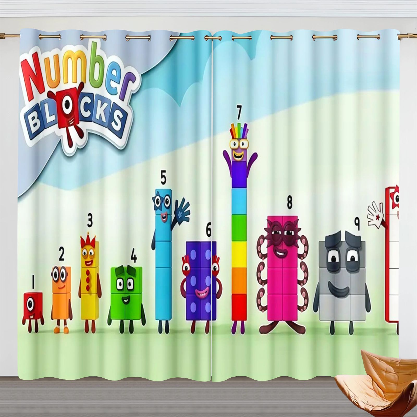 Home Decor Wall Panels - Шторы с героями мультфильмов Numberblocks, затемняющие