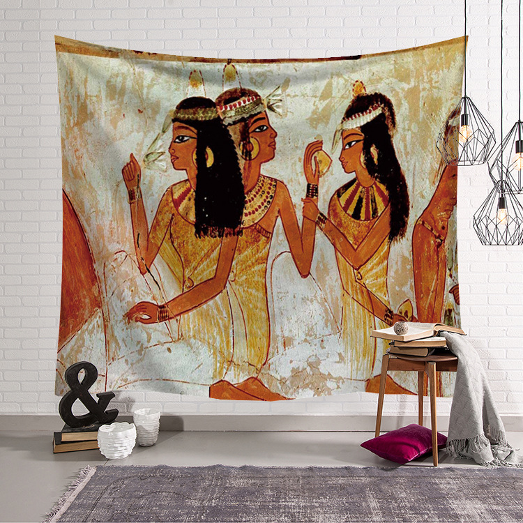 Home Decor Egypt - Желтый винтажный гобелен с принтом древнеегипетской