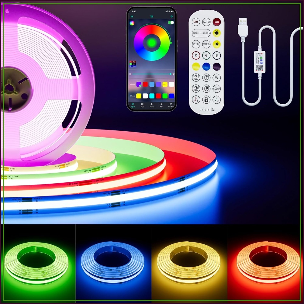Led Strip Lights - Светодиодная лента COB RGB с питанием