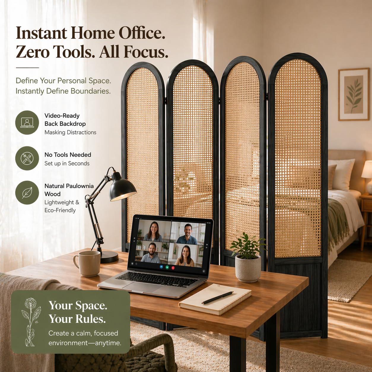 Ротанговая складная перегородк – обзор и цена Room Divider Screen