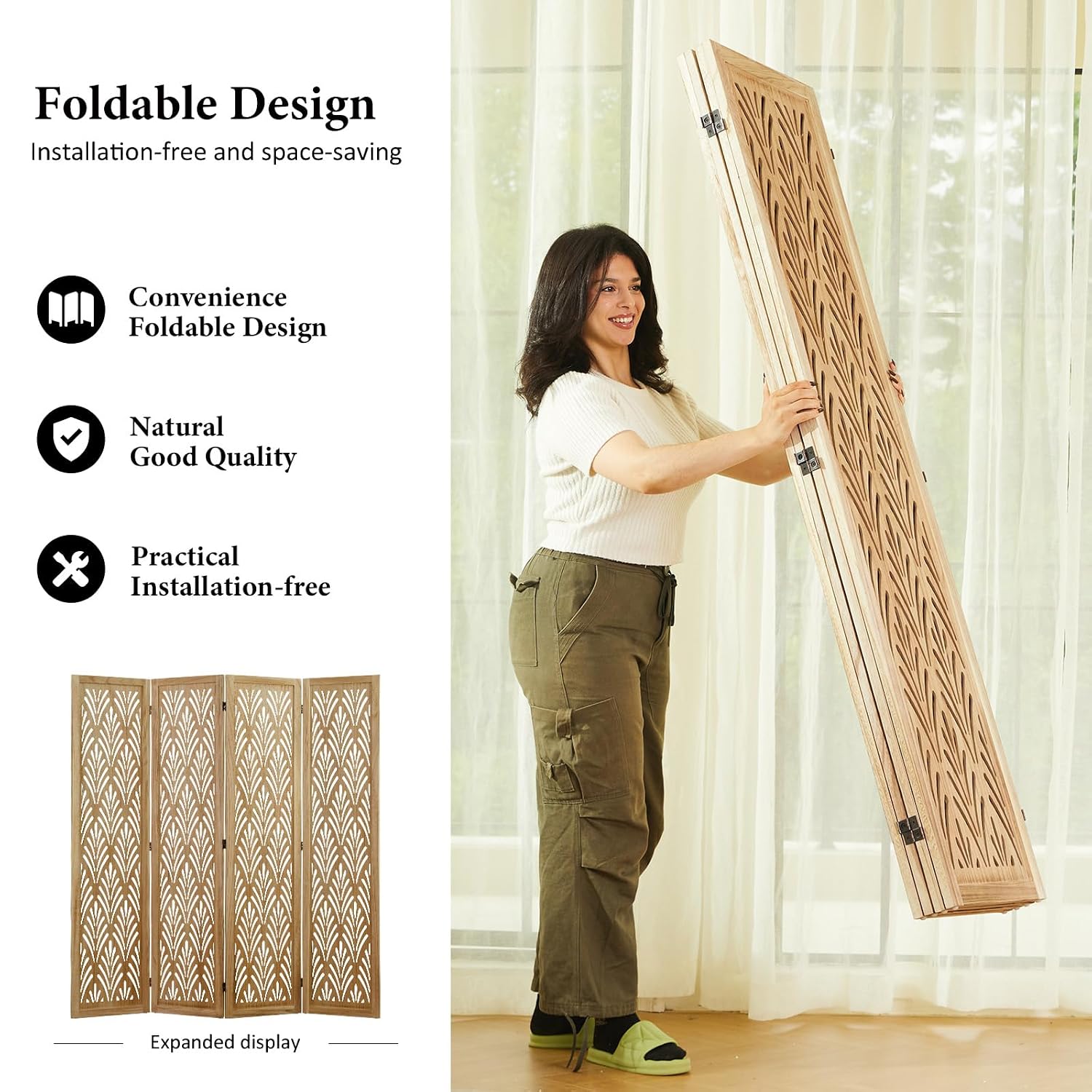 Складная деревянная перегородк – обзор и цена Room Divider Screen